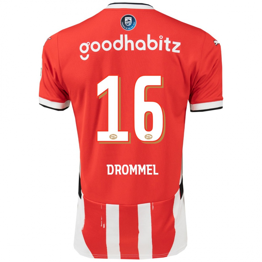 Mænd Joel Drommel #16 Rød Hvid Hjemmebane Spillertrøjer 2024/25 Trøje T-Shirt