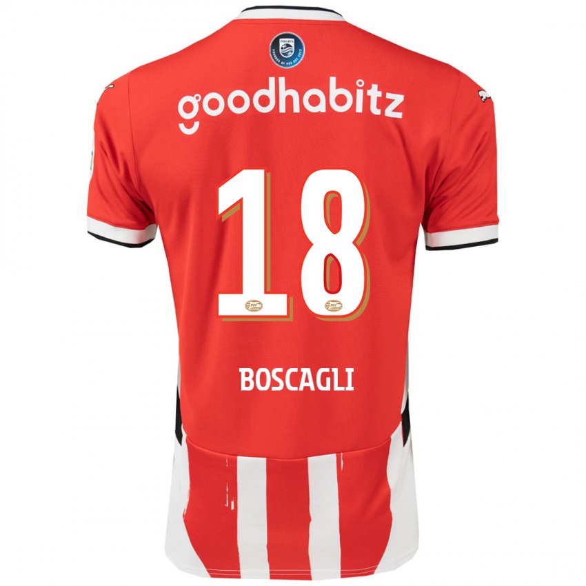 Mænd Olivier Boscagli #18 Rød Hvid Hjemmebane Spillertrøjer 2024/25 Trøje T-Shirt