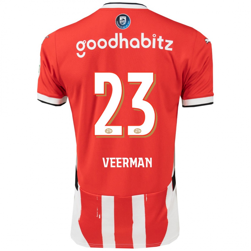 Mænd Joey Veerman #23 Rød Hvid Hjemmebane Spillertrøjer 2024/25 Trøje T-Shirt