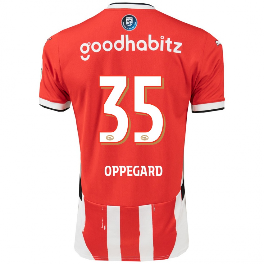 Mænd Fredrik Oppegard #35 Rød Hvid Hjemmebane Spillertrøjer 2024/25 Trøje T-Shirt