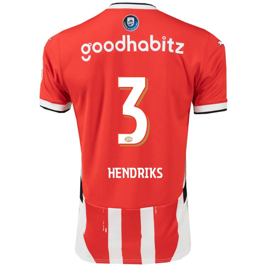 Mænd Gwyneth Hendriks #3 Rød Hvid Hjemmebane Spillertrøjer 2024/25 Trøje T-Shirt