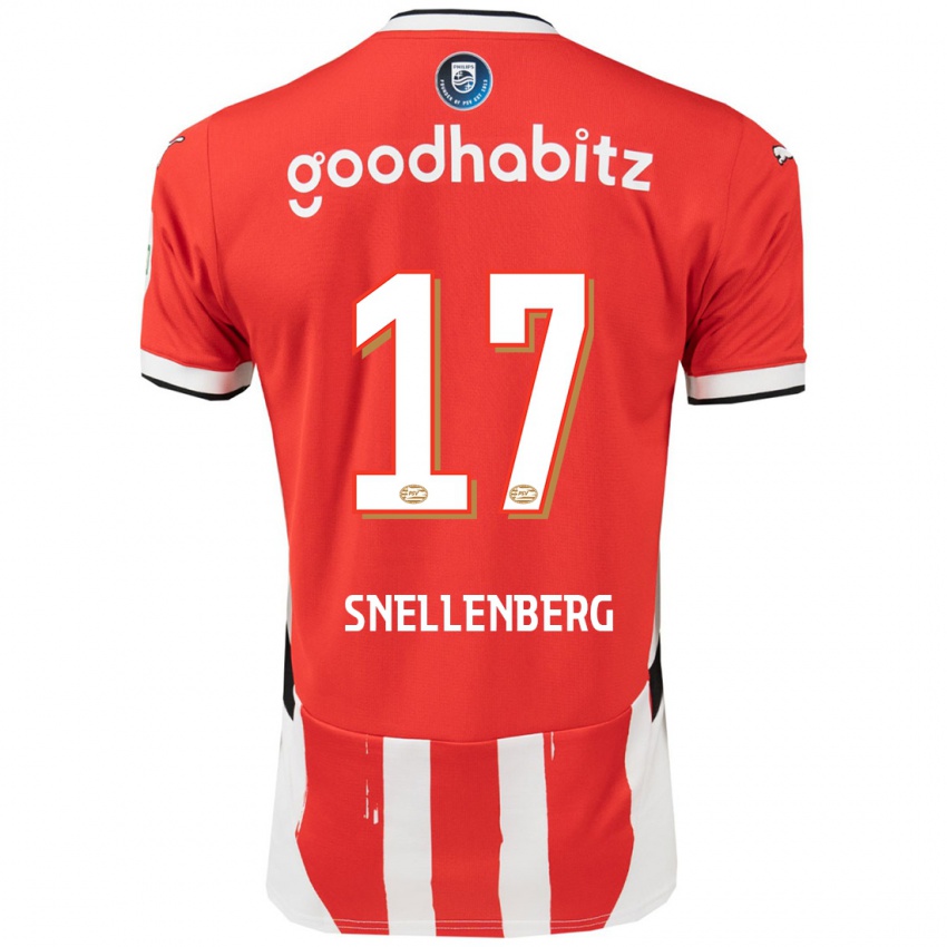 Mænd Maxime Snellenberg #17 Rød Hvid Hjemmebane Spillertrøjer 2024/25 Trøje T-Shirt