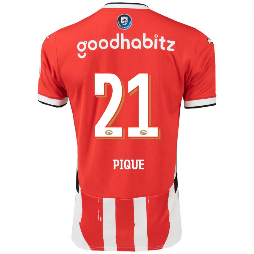 Mænd Naomi Piqué #21 Rød Hvid Hjemmebane Spillertrøjer 2024/25 Trøje T-Shirt