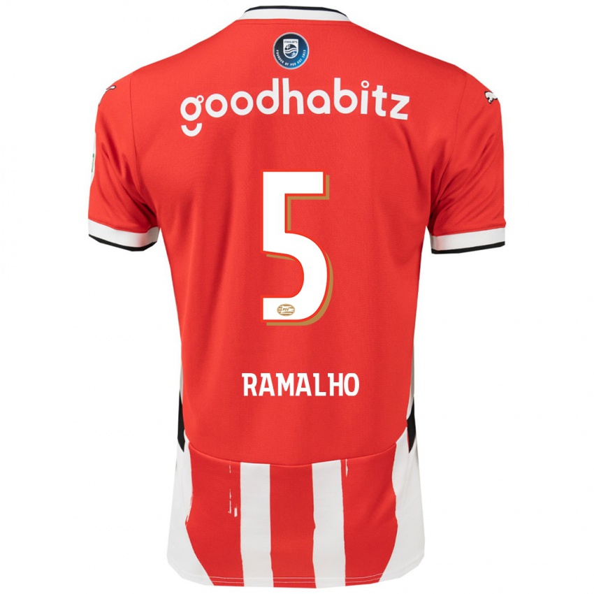 Mænd Andre Ramalho #5 Rød Hvid Hjemmebane Spillertrøjer 2024/25 Trøje T-Shirt