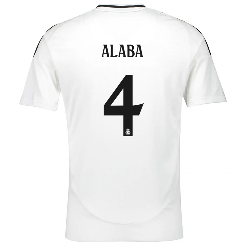 Mænd David Alaba #4 Hvid Hjemmebane Spillertrøjer 2024/25 Trøje T-Shirt