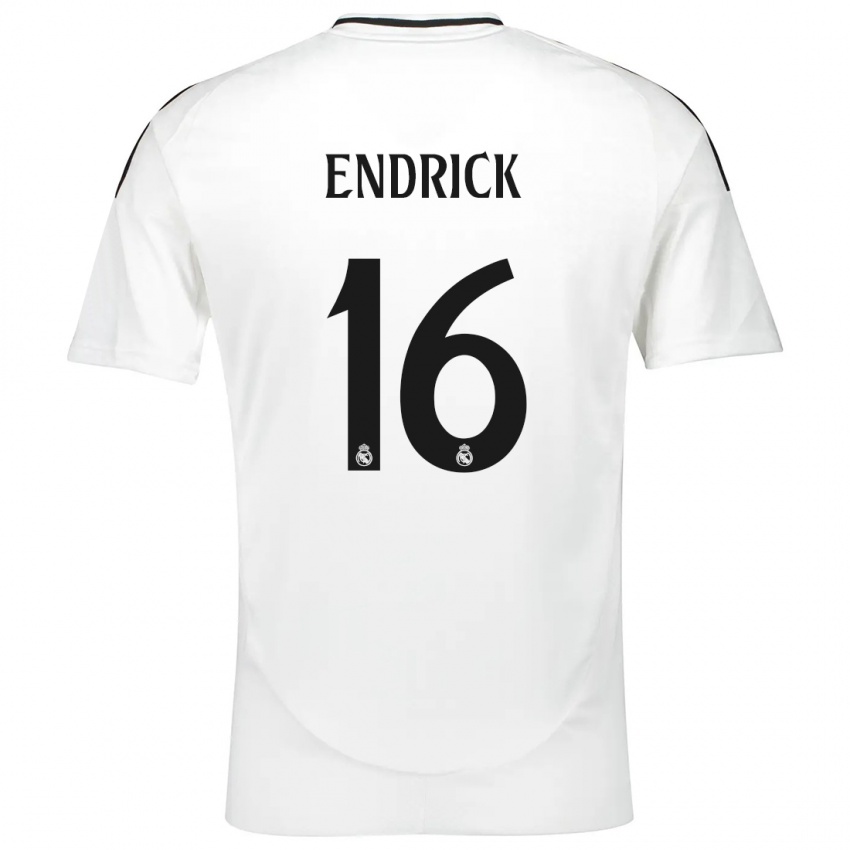 Mænd Endrick #16 Hvid Hjemmebane Spillertrøjer 2024/25 Trøje T-Shirt