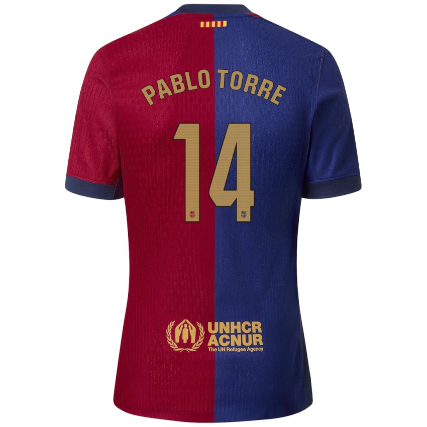 Mænd Pablo Torre #14 Blå Rød Hjemmebane Spillertrøjer 2024/25 Trøje T-Shirt