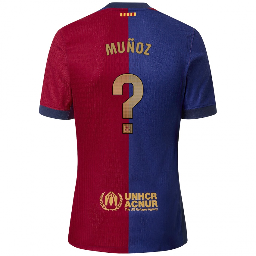 Mænd Adrià Muñoz #0 Blå Rød Hjemmebane Spillertrøjer 2024/25 Trøje T-Shirt