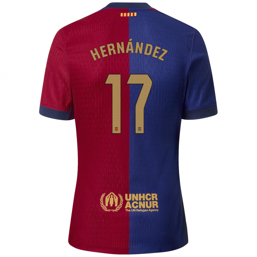 Mænd Juan Hernández #17 Blå Rød Hjemmebane Spillertrøjer 2024/25 Trøje T-Shirt