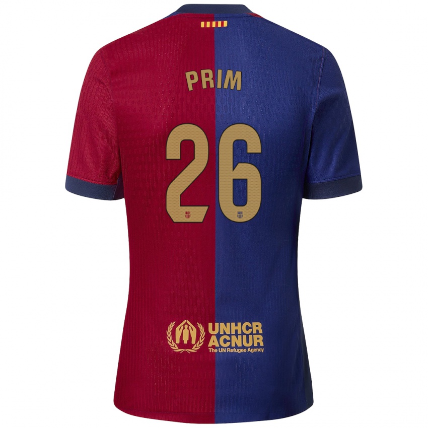 Mænd Pau Prim #26 Blå Rød Hjemmebane Spillertrøjer 2024/25 Trøje T-Shirt