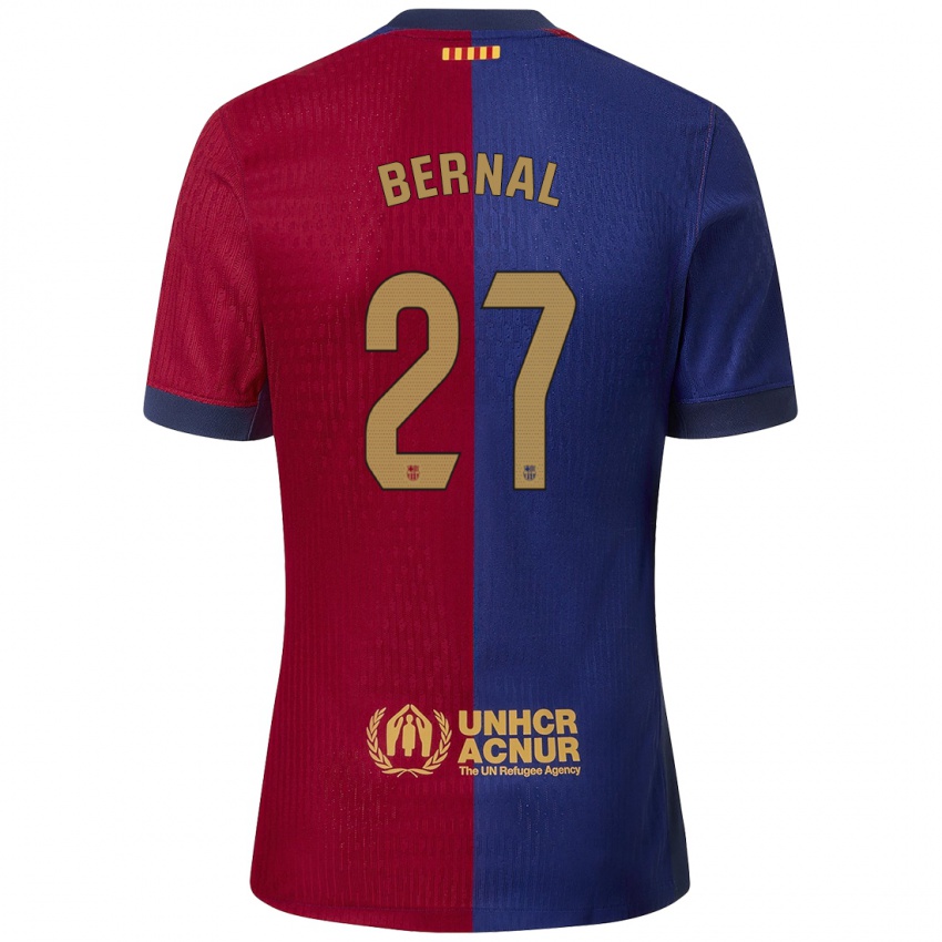 Mænd Marc Bernal #27 Blå Rød Hjemmebane Spillertrøjer 2024/25 Trøje T-Shirt