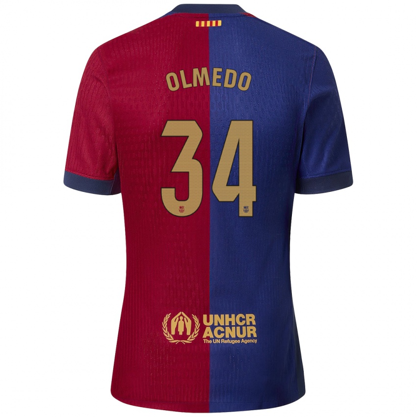 Mænd Alexis Olmedo #34 Blå Rød Hjemmebane Spillertrøjer 2024/25 Trøje T-Shirt