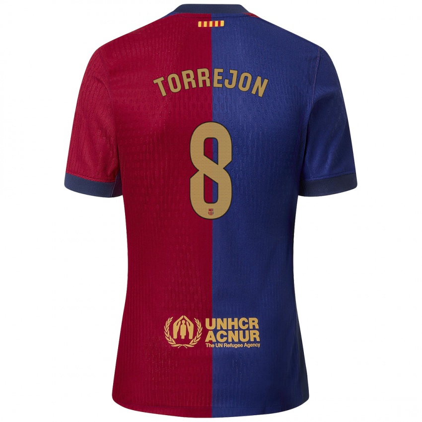 Mænd Marta Torrejón #8 Blå Rød Hjemmebane Spillertrøjer 2024/25 Trøje T-Shirt