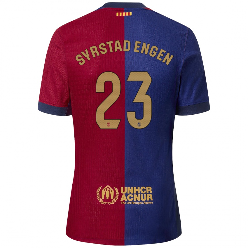 Mænd Ingrid Syrstad Engen #23 Blå Rød Hjemmebane Spillertrøjer 2024/25 Trøje T-Shirt