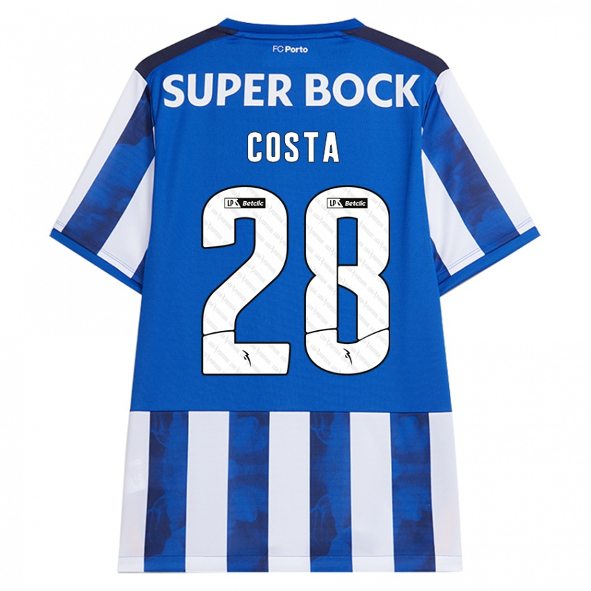 Mænd Bruno Costa #28 Blå Hvid Hjemmebane Spillertrøjer 2024/25 Trøje T-Shirt