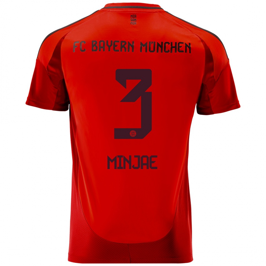 Mænd Min-Jae Kim #3 Rød Hjemmebane Spillertrøjer 2024/25 Trøje T-Shirt