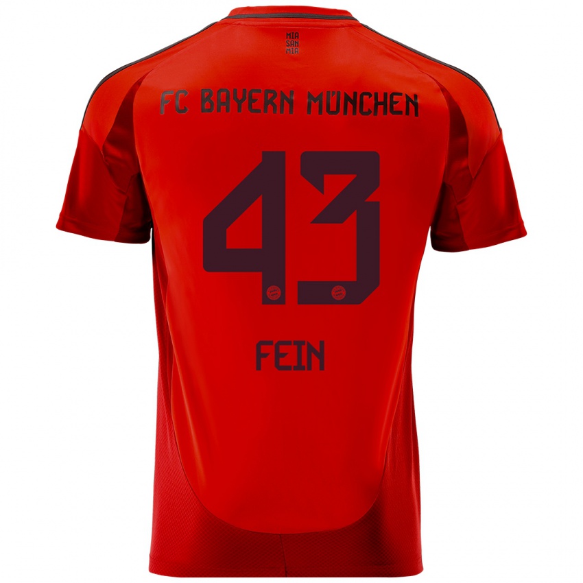 Mænd Adrian Fein #43 Rød Hjemmebane Spillertrøjer 2024/25 Trøje T-Shirt