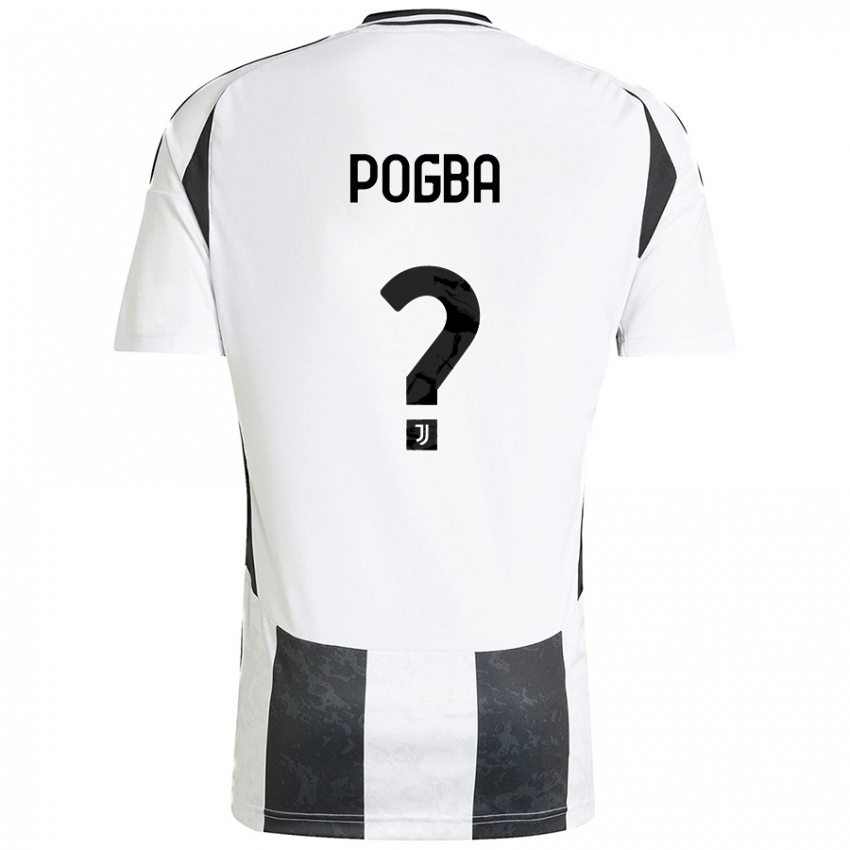 Mænd Paul Pogba #0 Hvid Sort Hjemmebane Spillertrøjer 2024/25 Trøje T-Shirt