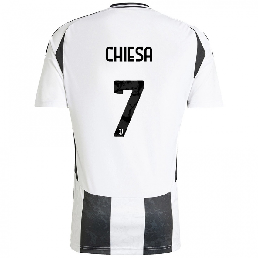 Mænd Federico Chiesa #7 Hvid Sort Hjemmebane Spillertrøjer 2024/25 Trøje T-Shirt