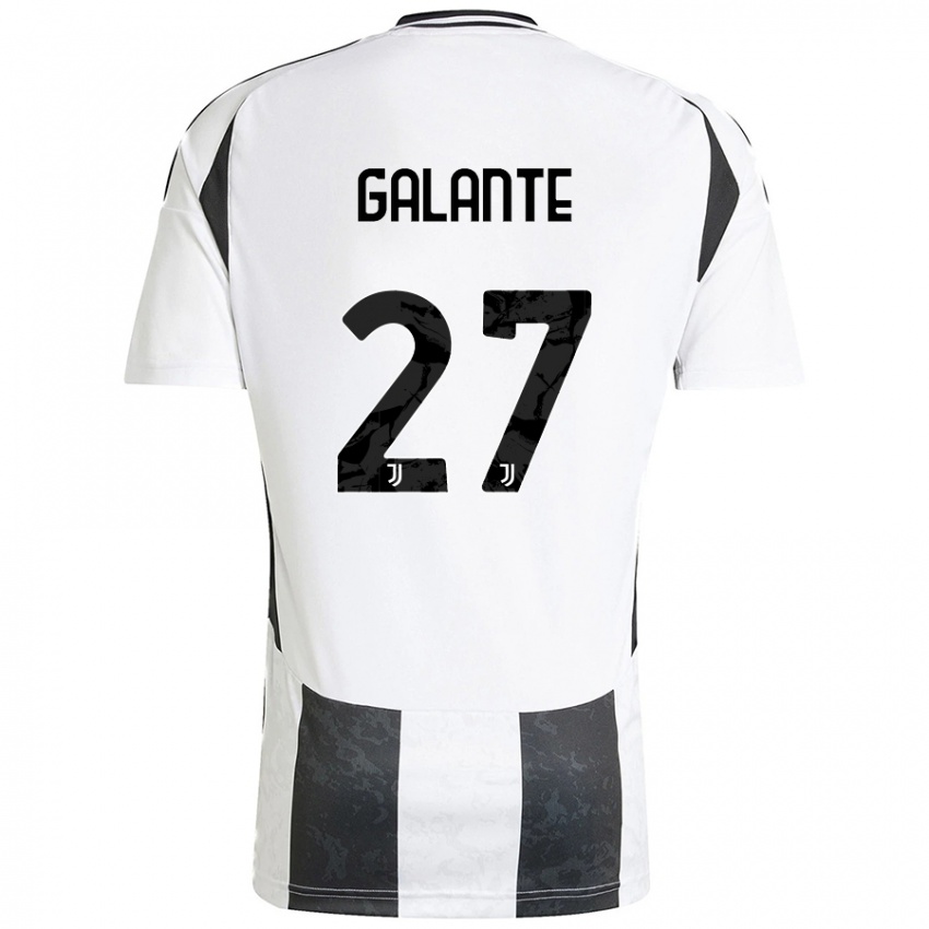 Mænd Tommaso Galante #27 Hvid Sort Hjemmebane Spillertrøjer 2024/25 Trøje T-Shirt