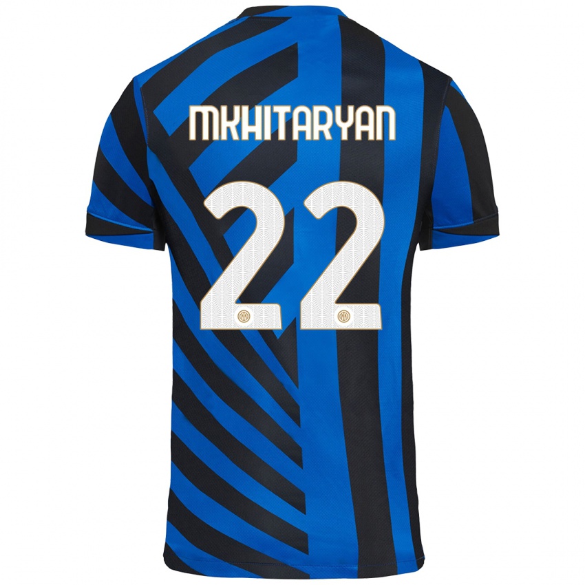 Mænd Henrikh Mkhitaryan #22 Blå Sort Hjemmebane Spillertrøjer 2024/25 Trøje T-Shirt