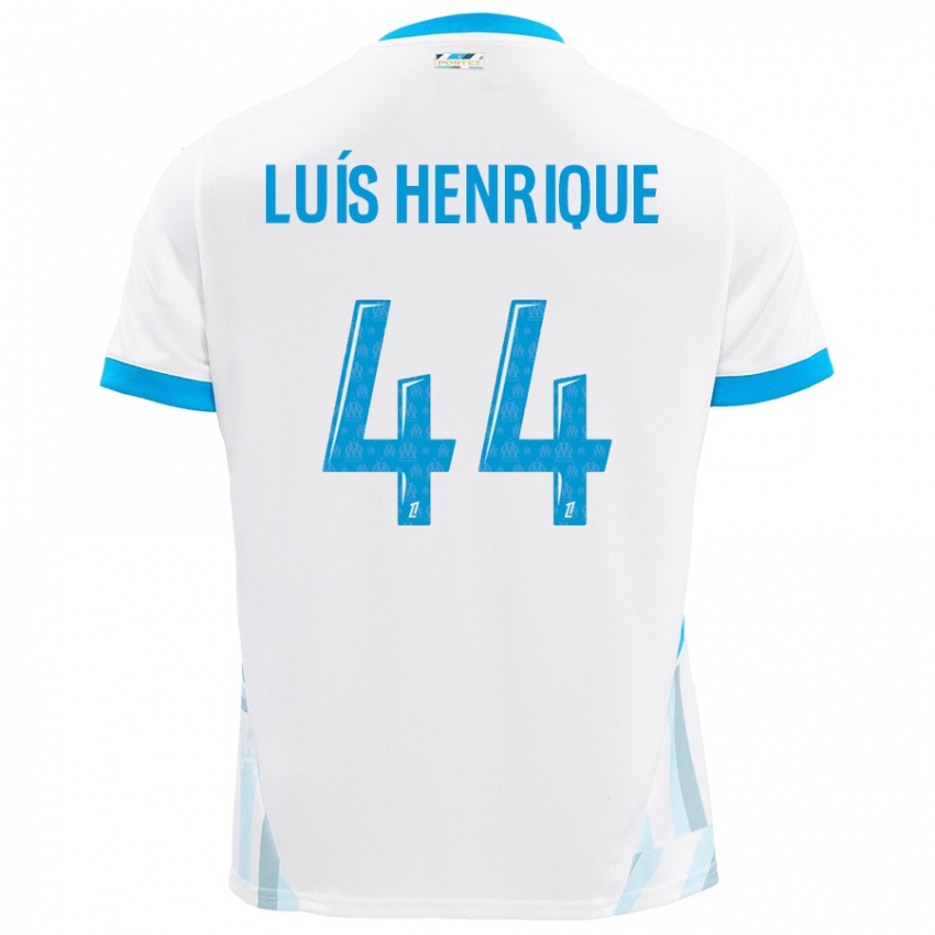 Mænd Luis Henrique #44 Hvid Himmelblå Hjemmebane Spillertrøjer 2024/25 Trøje T-Shirt