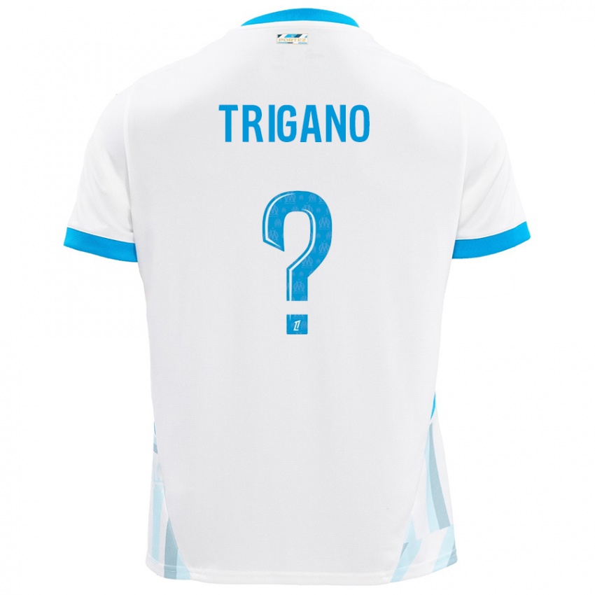 Mænd Paolo Trigano #0 Hvid Himmelblå Hjemmebane Spillertrøjer 2024/25 Trøje T-Shirt