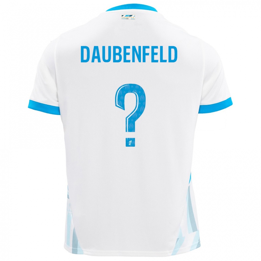 Mænd Lucas Daubenfeld #0 Hvid Himmelblå Hjemmebane Spillertrøjer 2024/25 Trøje T-Shirt