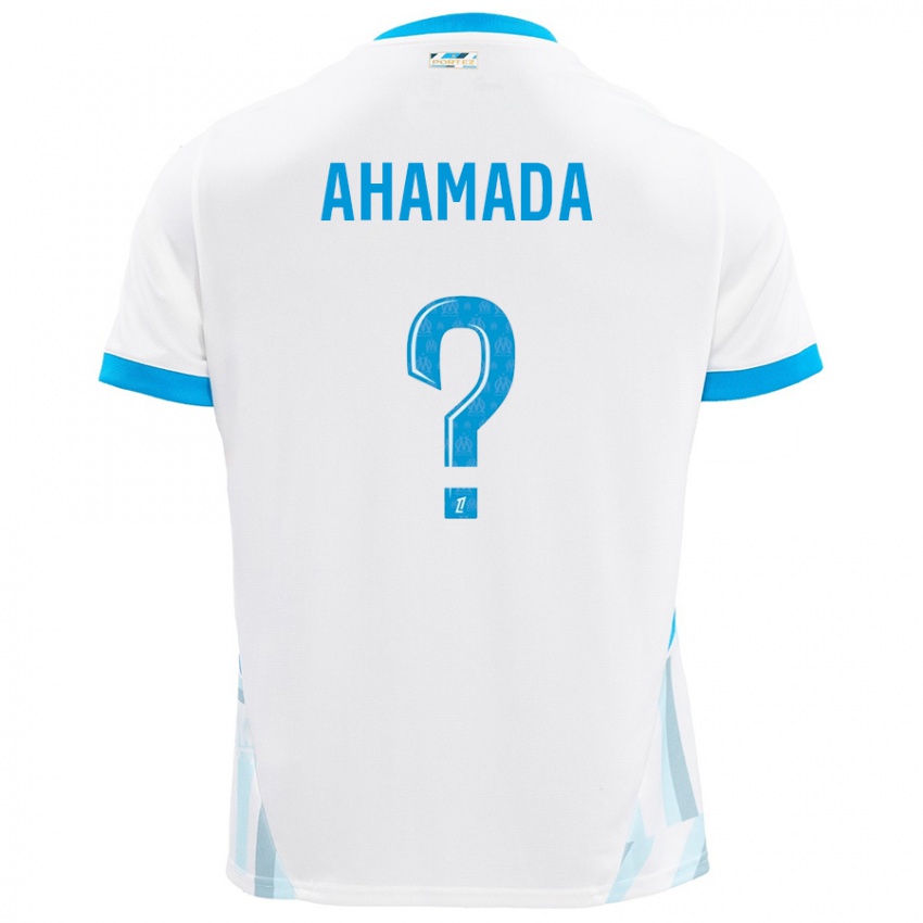 Mænd Soiyir Ahamada #0 Hvid Himmelblå Hjemmebane Spillertrøjer 2024/25 Trøje T-Shirt