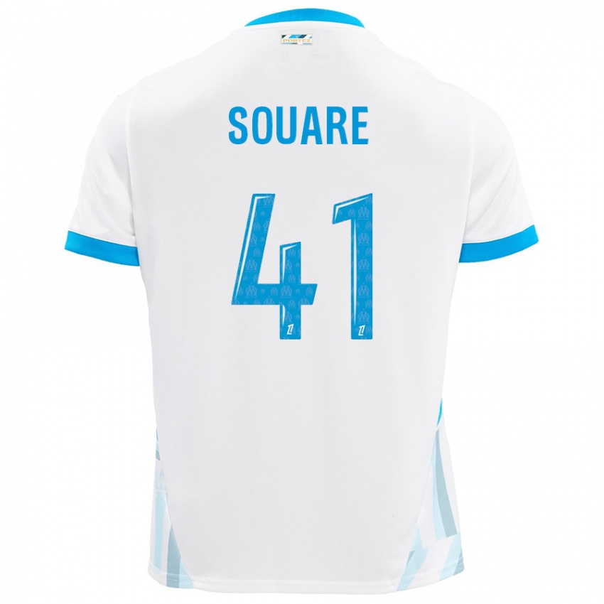 Mænd Cheick Souare #41 Hvid Himmelblå Hjemmebane Spillertrøjer 2024/25 Trøje T-Shirt