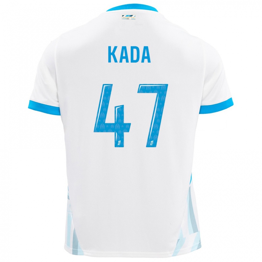 Mænd Joakim Kada #47 Hvid Himmelblå Hjemmebane Spillertrøjer 2024/25 Trøje T-Shirt