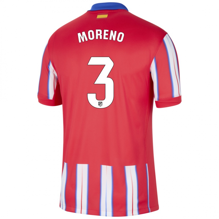 Mænd Marco Moreno #3 Rød Hvid Blå Hjemmebane Spillertrøjer 2024/25 Trøje T-Shirt