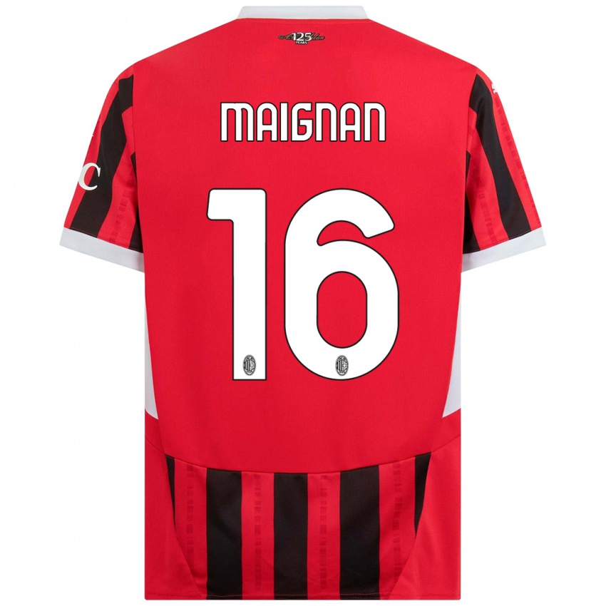 Mænd Mike Maignan #16 Rød Sort Hjemmebane Spillertrøjer 2024/25 Trøje T-Shirt