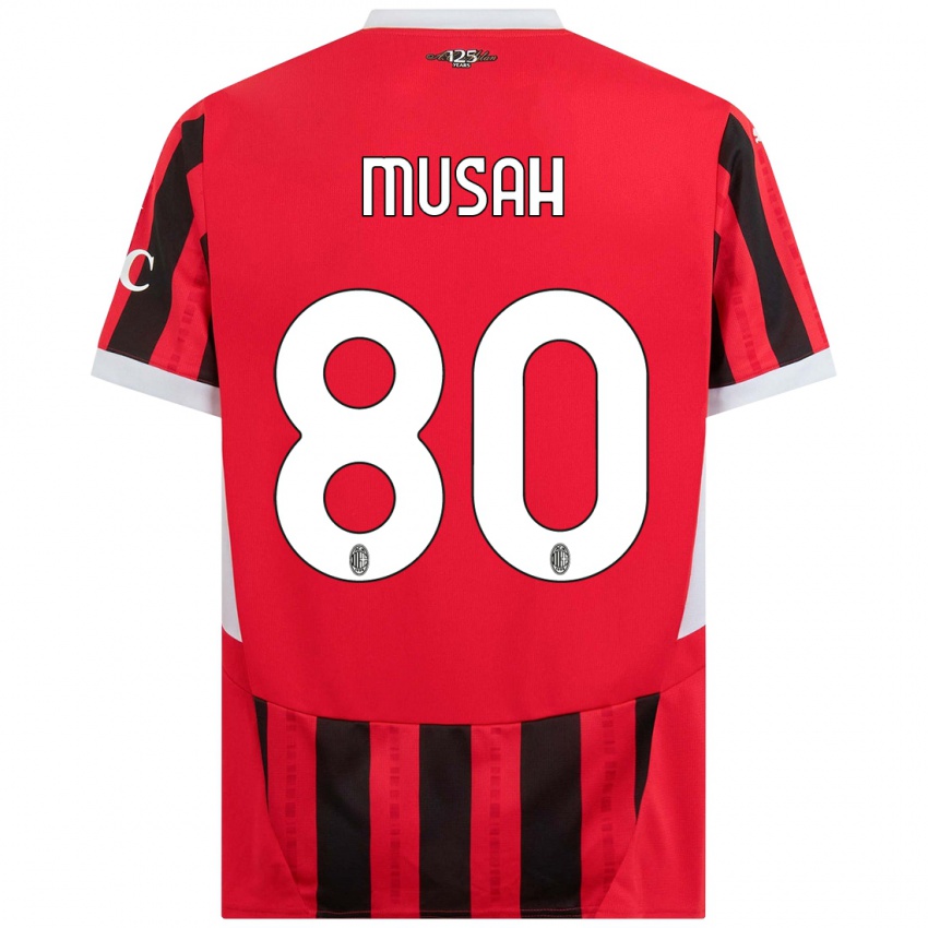 Mænd Yunus Musah #80 Rød Sort Hjemmebane Spillertrøjer 2024/25 Trøje T-Shirt