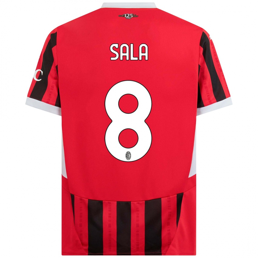 Mænd Emanuele Sala #8 Rød Sort Hjemmebane Spillertrøjer 2024/25 Trøje T-Shirt