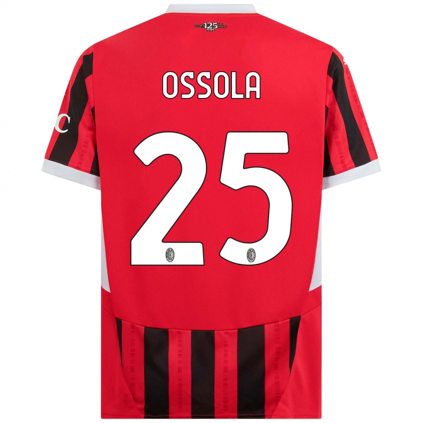 Mænd Lorenzo Ossola #25 Rød Sort Hjemmebane Spillertrøjer 2024/25 Trøje T-Shirt