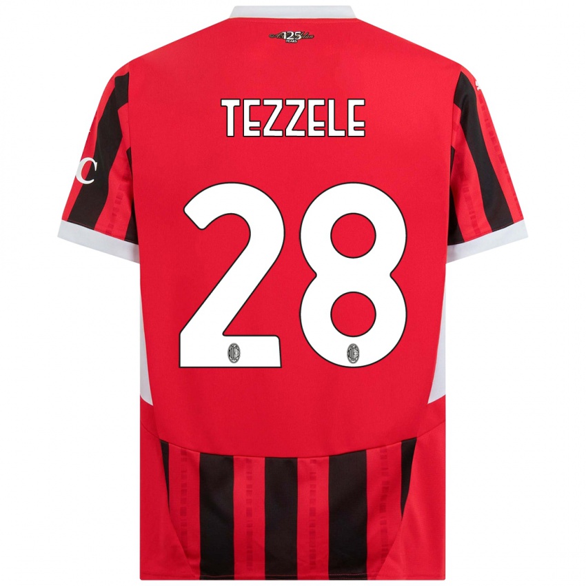 Mænd Matteo Tezzele #28 Rød Sort Hjemmebane Spillertrøjer 2024/25 Trøje T-Shirt