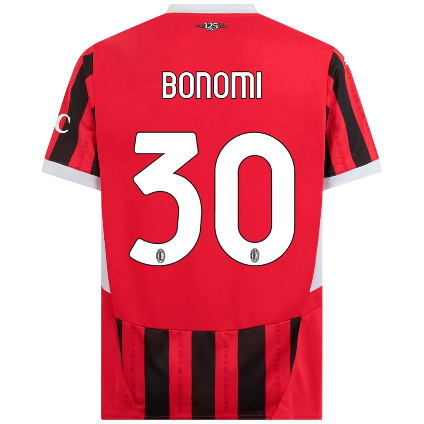 Mænd Alessandro Bonomi #30 Rød Sort Hjemmebane Spillertrøjer 2024/25 Trøje T-Shirt