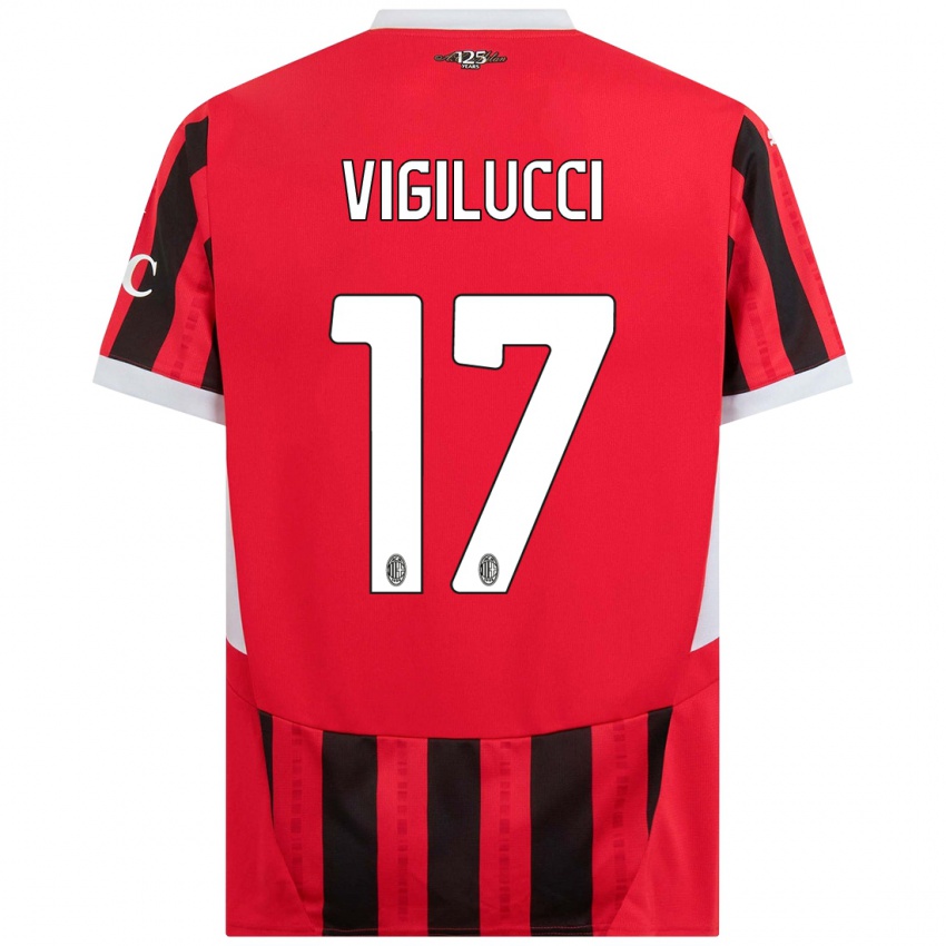 Mænd Valery Vigilucci #17 Rød Sort Hjemmebane Spillertrøjer 2024/25 Trøje T-Shirt