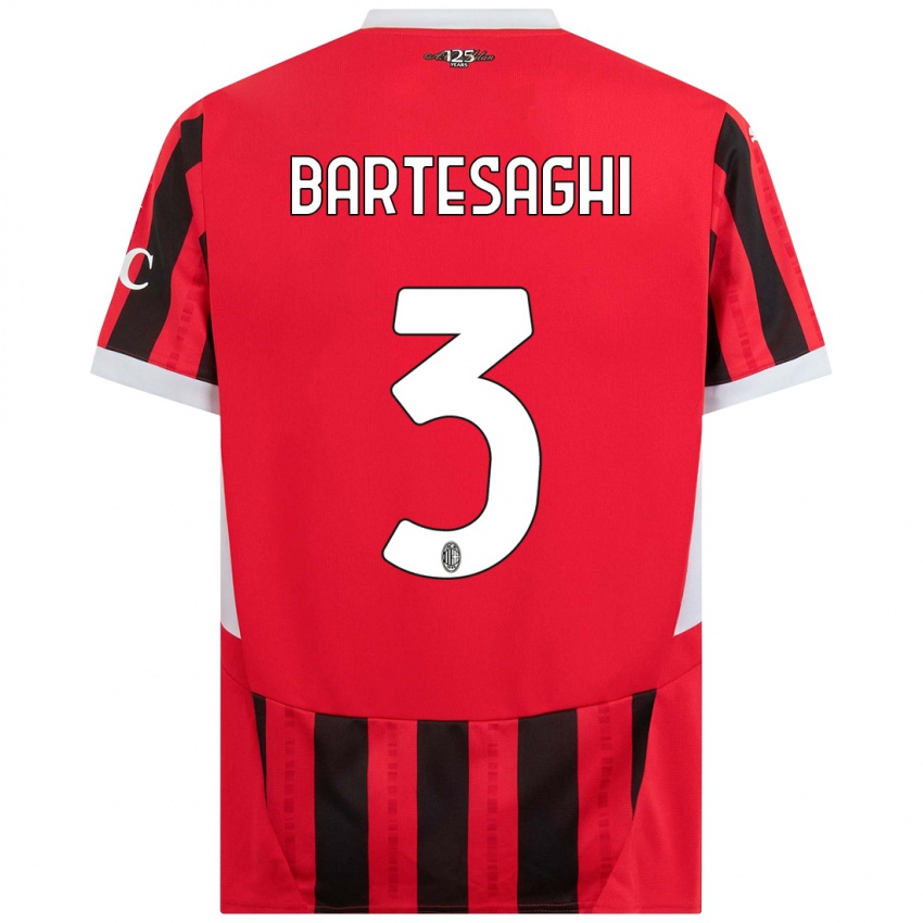 Mænd Davide Bartesaghi #3 Rød Sort Hjemmebane Spillertrøjer 2024/25 Trøje T-Shirt