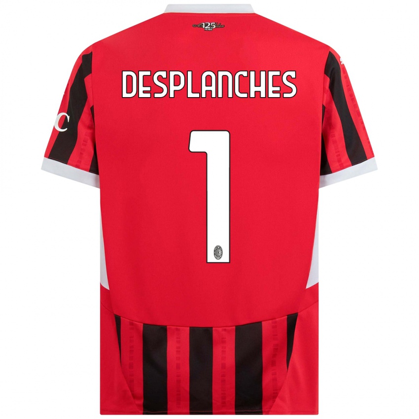 Mænd Sebastiano Desplanches #1 Rød Sort Hjemmebane Spillertrøjer 2024/25 Trøje T-Shirt