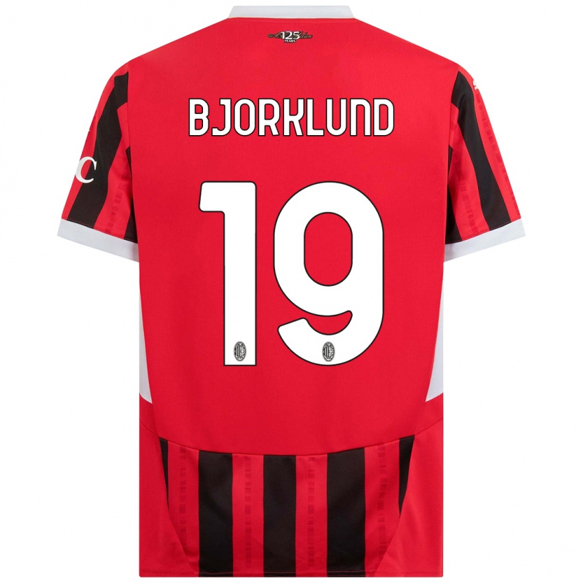 Mænd Lukas Bjorklund #19 Rød Sort Hjemmebane Spillertrøjer 2024/25 Trøje T-Shirt