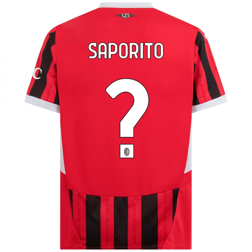 Mænd Riccardo Saporito #0 Rød Sort Hjemmebane Spillertrøjer 2024/25 Trøje T-Shirt