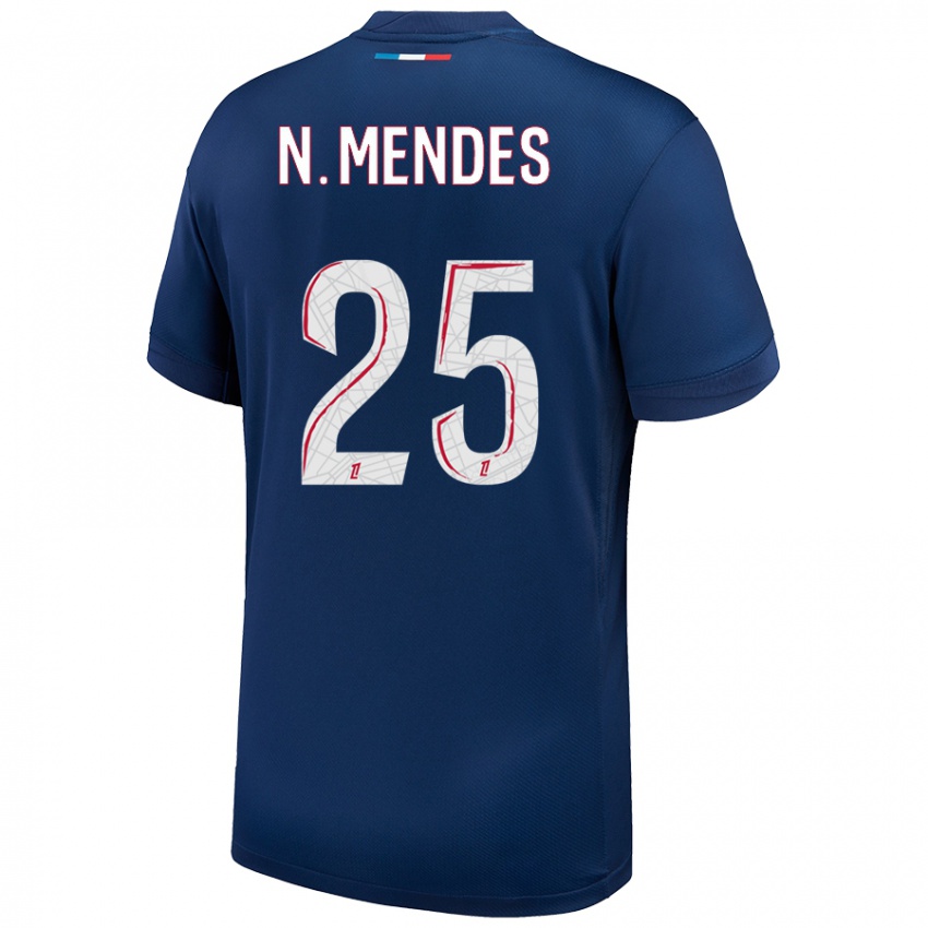 Mænd Nuno Mendes #25 Marineblå Hvid Hjemmebane Spillertrøjer 2024/25 Trøje T-Shirt