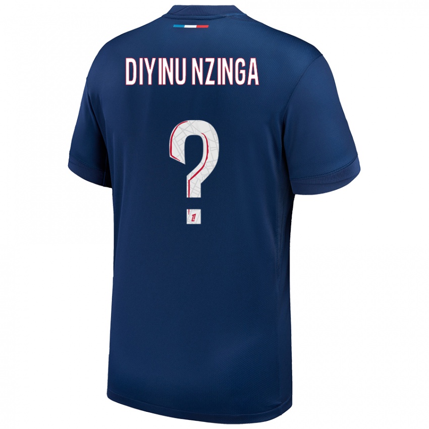 Mænd Vainqueur Diyinu Nzinga #0 Marineblå Hvid Hjemmebane Spillertrøjer 2024/25 Trøje T-Shirt