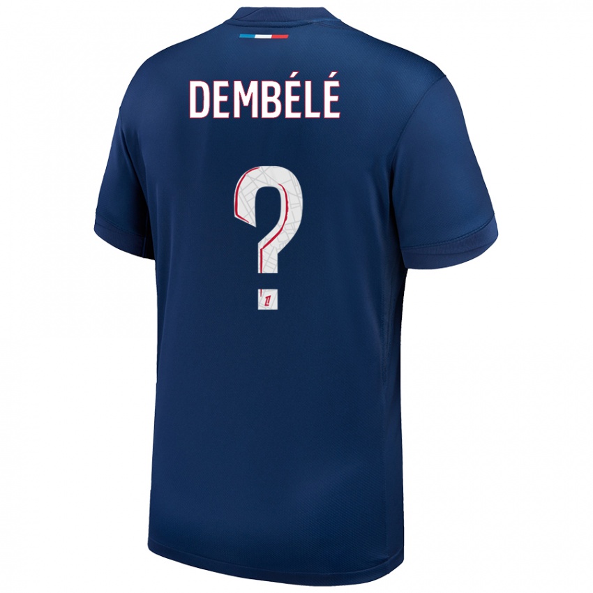 Mænd Omar Dembélé #0 Marineblå Hvid Hjemmebane Spillertrøjer 2024/25 Trøje T-Shirt