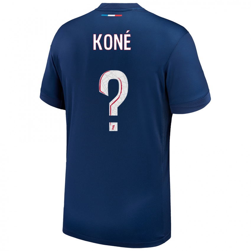 Mænd Zanga Koné #0 Marineblå Hvid Hjemmebane Spillertrøjer 2024/25 Trøje T-Shirt