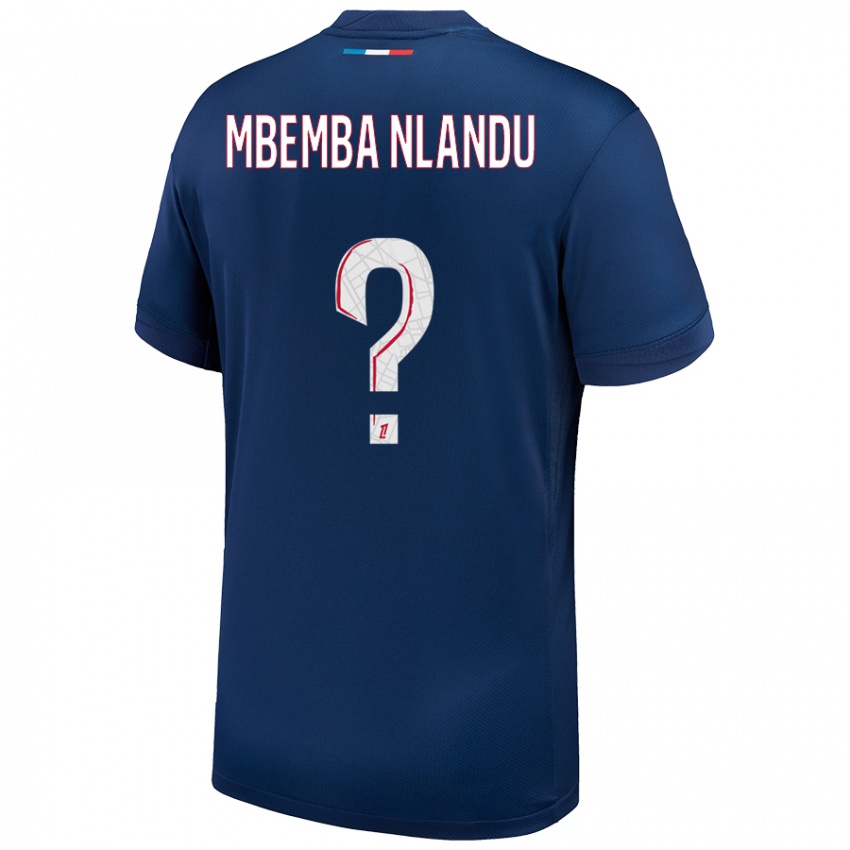 Mænd Emmanuel Mbemba Nlandu #0 Marineblå Hvid Hjemmebane Spillertrøjer 2024/25 Trøje T-Shirt