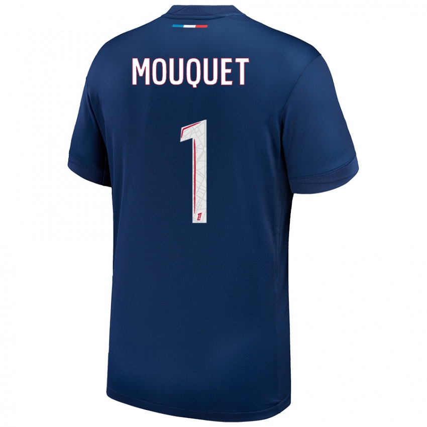 Mænd Louis Mouquet #1 Marineblå Hvid Hjemmebane Spillertrøjer 2024/25 Trøje T-Shirt