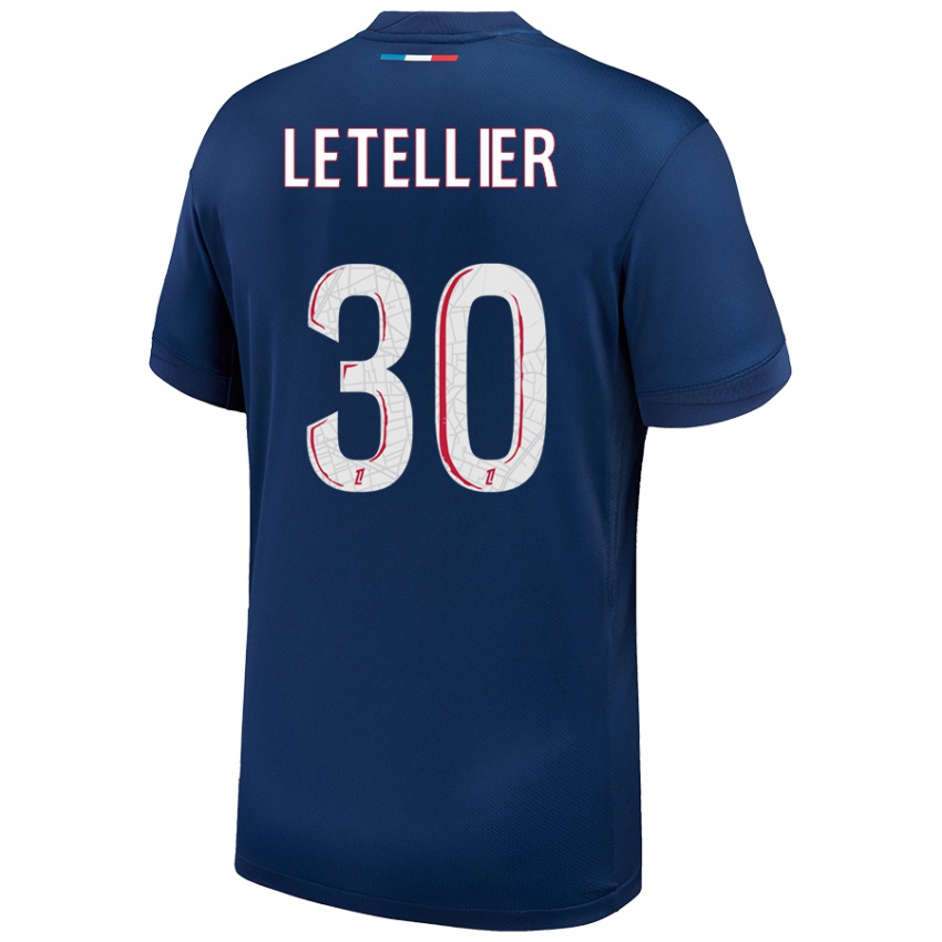 Mænd Alexandre Letellier #30 Marineblå Hvid Hjemmebane Spillertrøjer 2024/25 Trøje T-Shirt